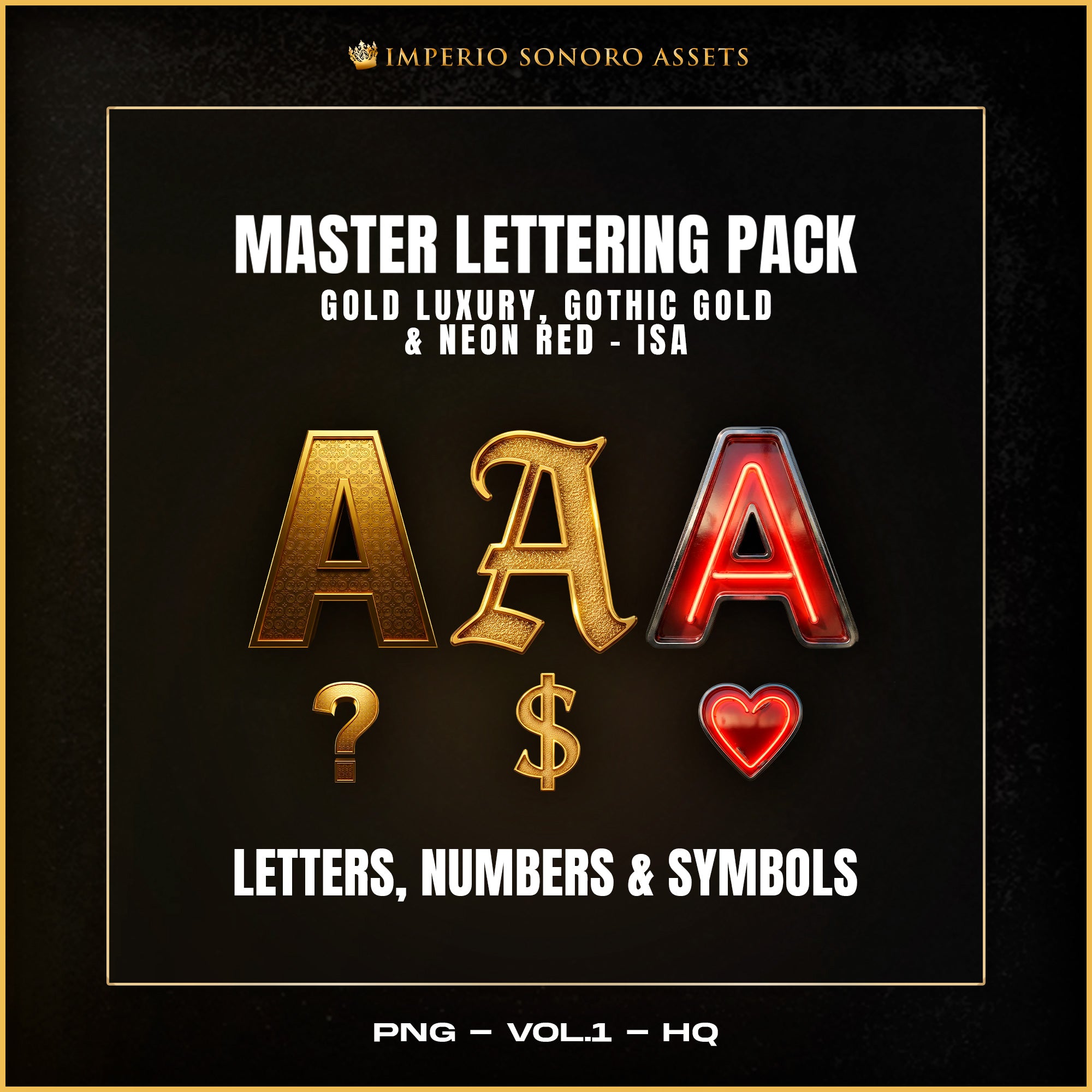 Master Lettering Word Master Lettering Pack Gold – Recursos PNG 3D – Imperio Sonoro Assets