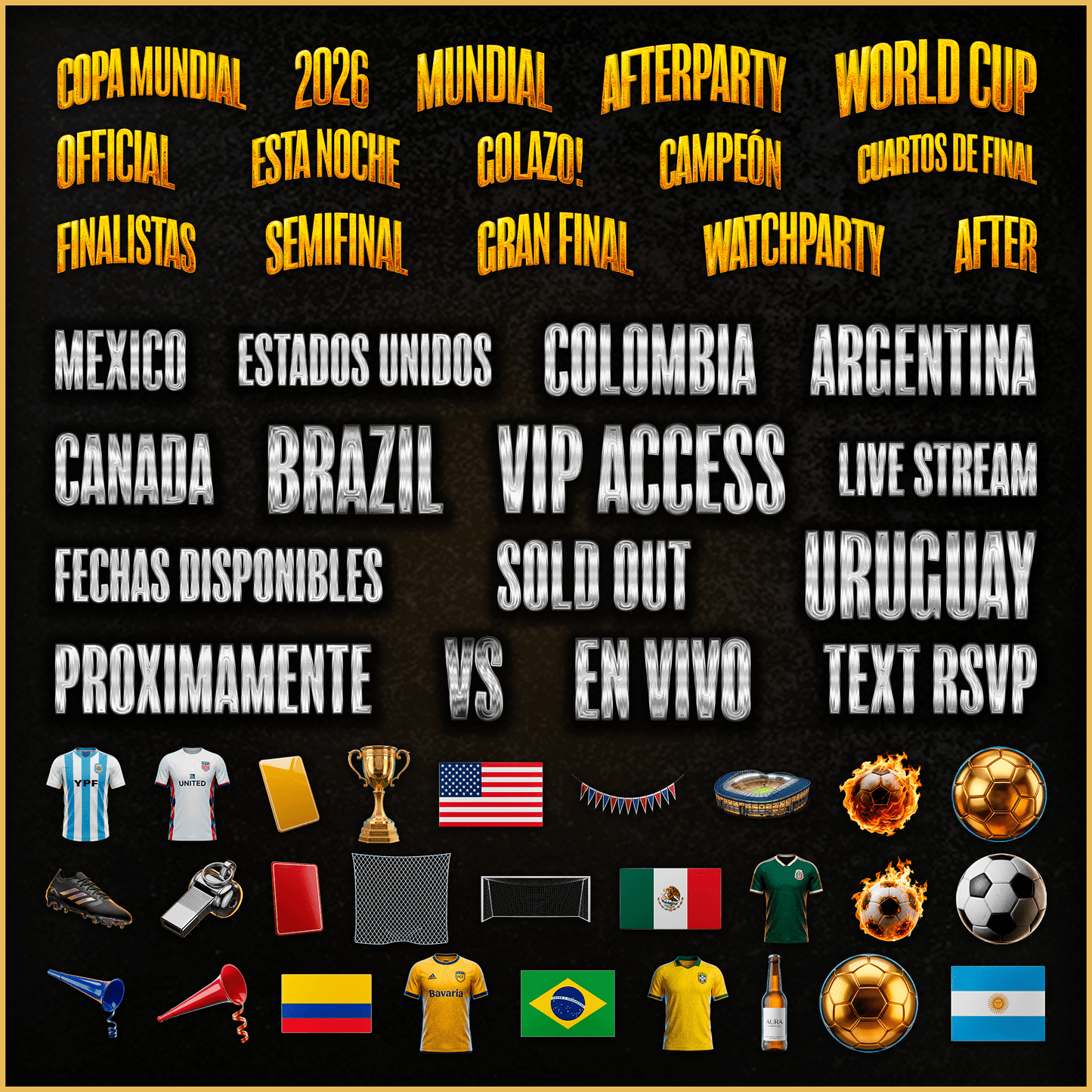 ARSENAL MUNDIALISTA 2026 — Plantillas PSD Estética Regional Mexicano