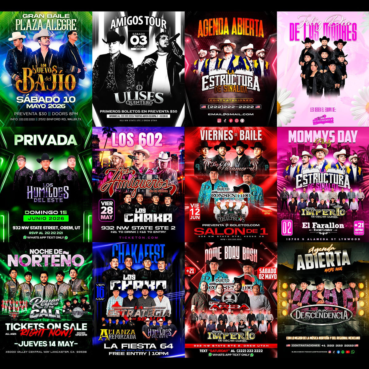 Kit Norteño VOL.1 — 35 Plantillas Canva + PSD | 300+ Recursos Regional Mexicano