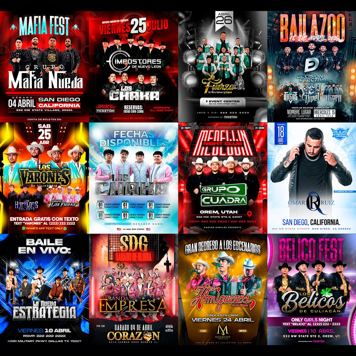 Kit Norteño VOL.1 — 35 Plantillas Canva + PSD | 300+ Recursos Regional Mexicano